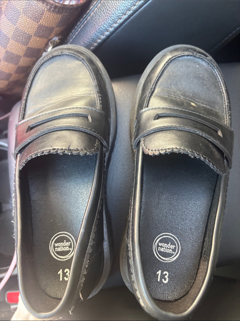 wonder nation Black Girls' Slip-On Penny Loafers